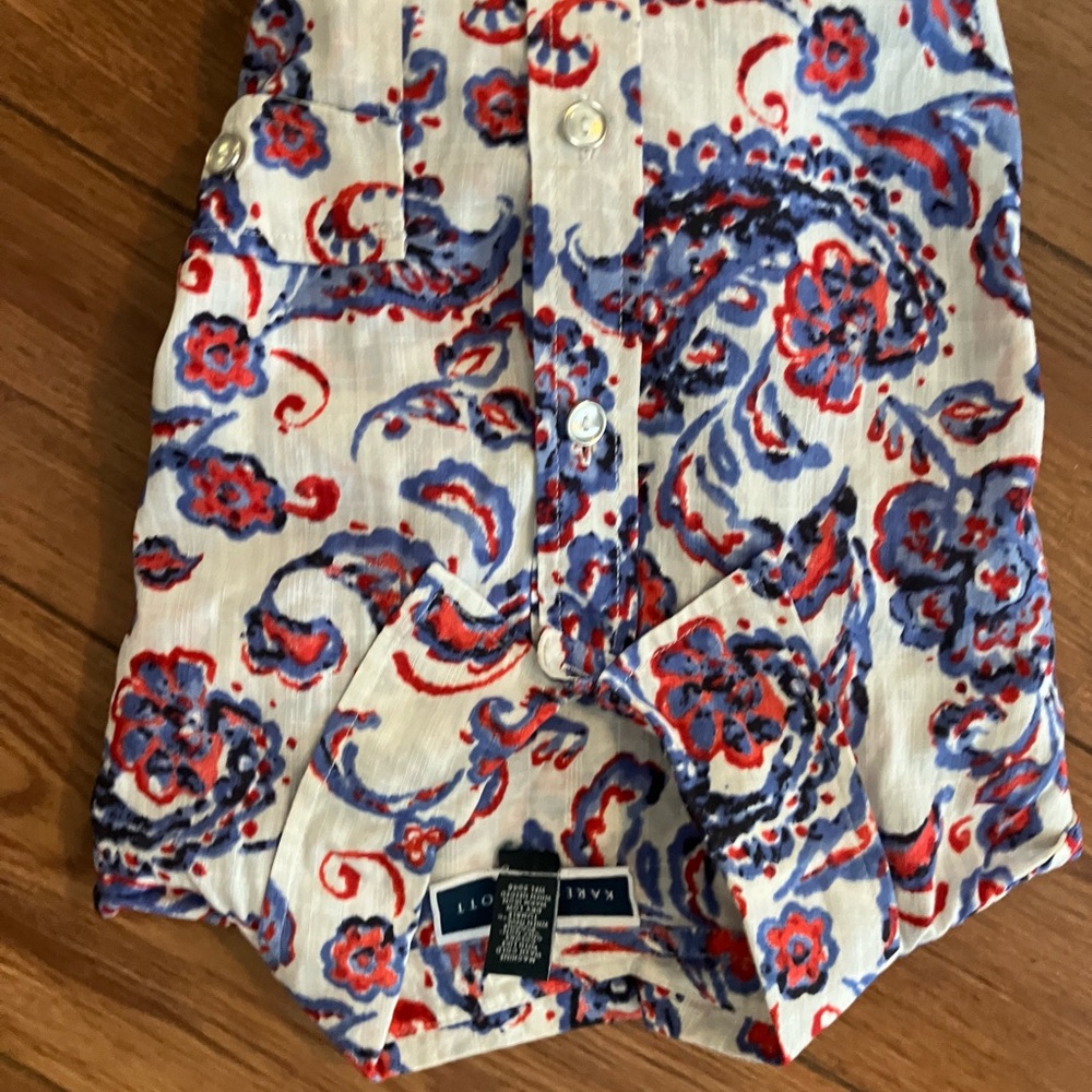 Karen Scott Women’s  Floral Button Down Shirt - Red and Blue - Picture 8 of 8